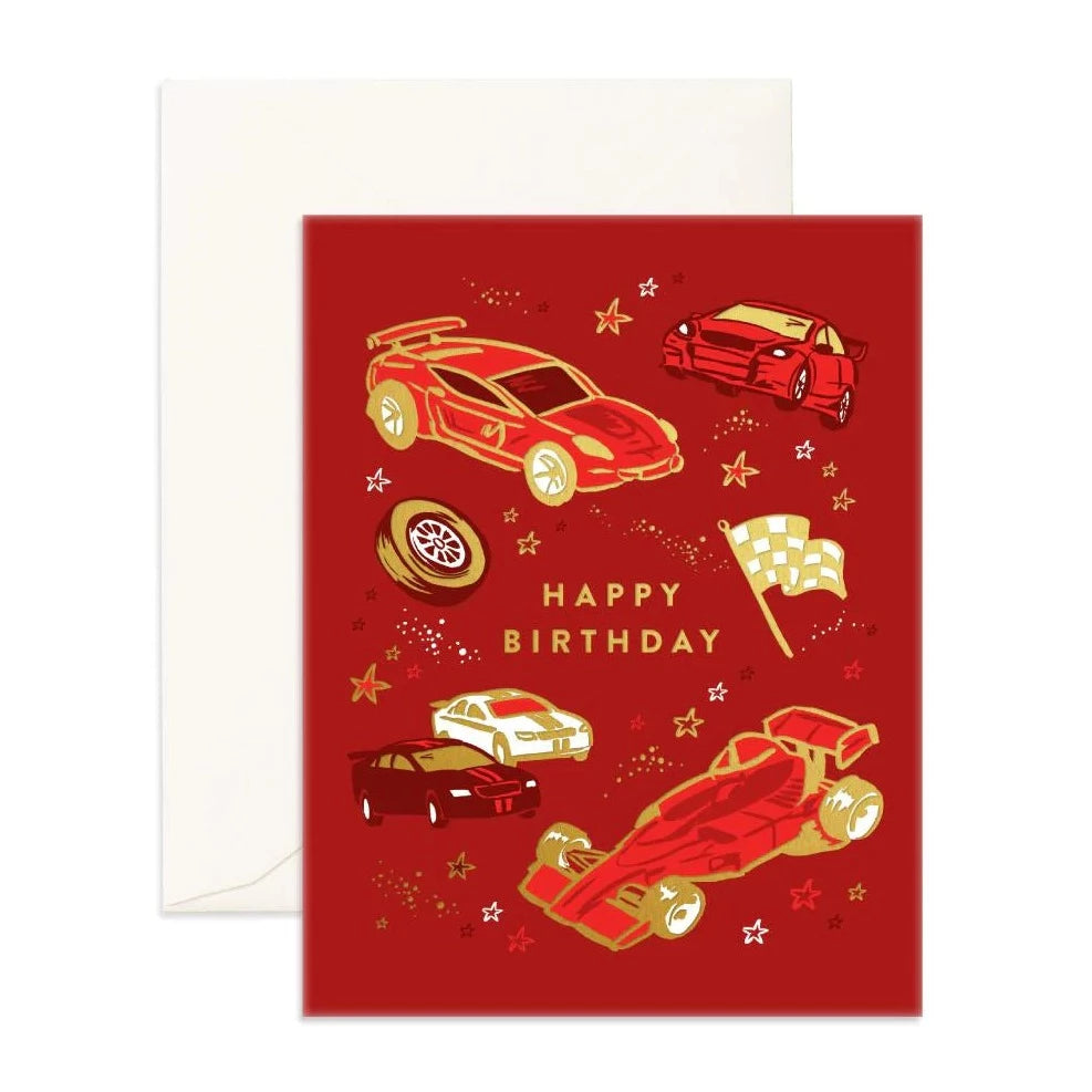 FOX & FALLOW HAPPY BIRTHDAY CARS GREETING CARD