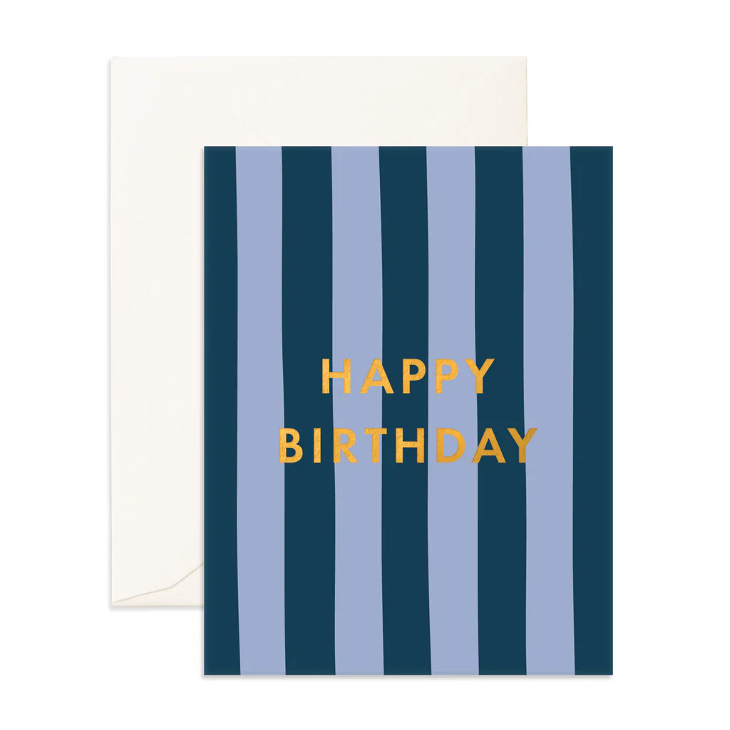 FOX & FALLOW BIRTHDAY NAVY STRIPE CARD
