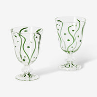 BONNIE AND NEIL WAVES GREEN GOBLETS: 2PC