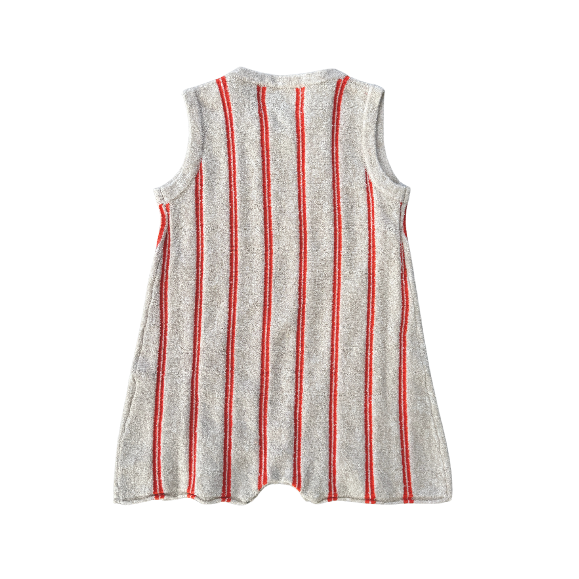 GROWN KNITTED TERRY STRIPE ROMPER: DUNE/ ROSSO