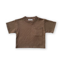 GROWN KNITTED POCKET TEE: CAFE