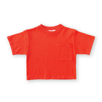 GROWN KNITTED POCKET TEE: ROSSO