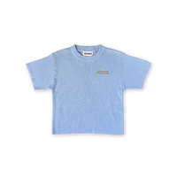 GROWN ORGANIC RIBBED KNIT LOGO TEE: OCEAN