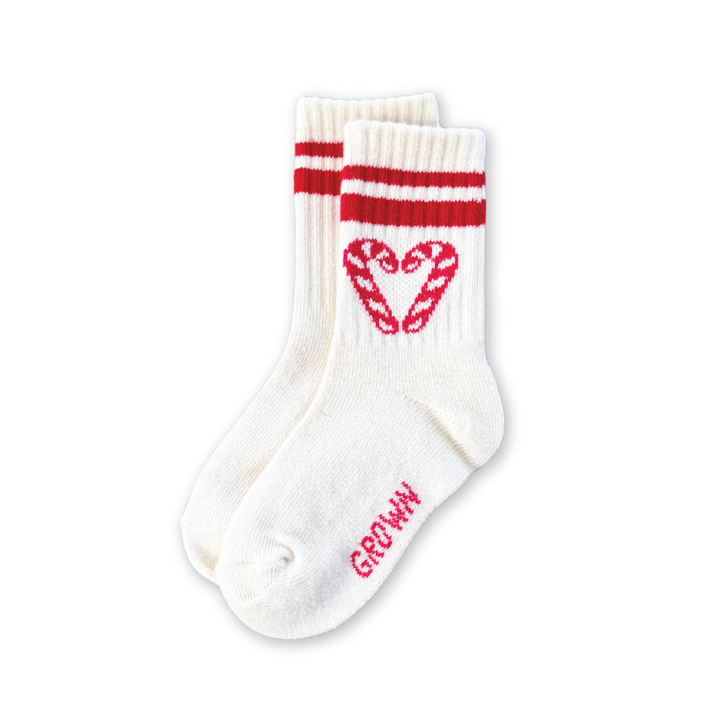 GROWN CANDY CANE HEART SOCKS: MILK
