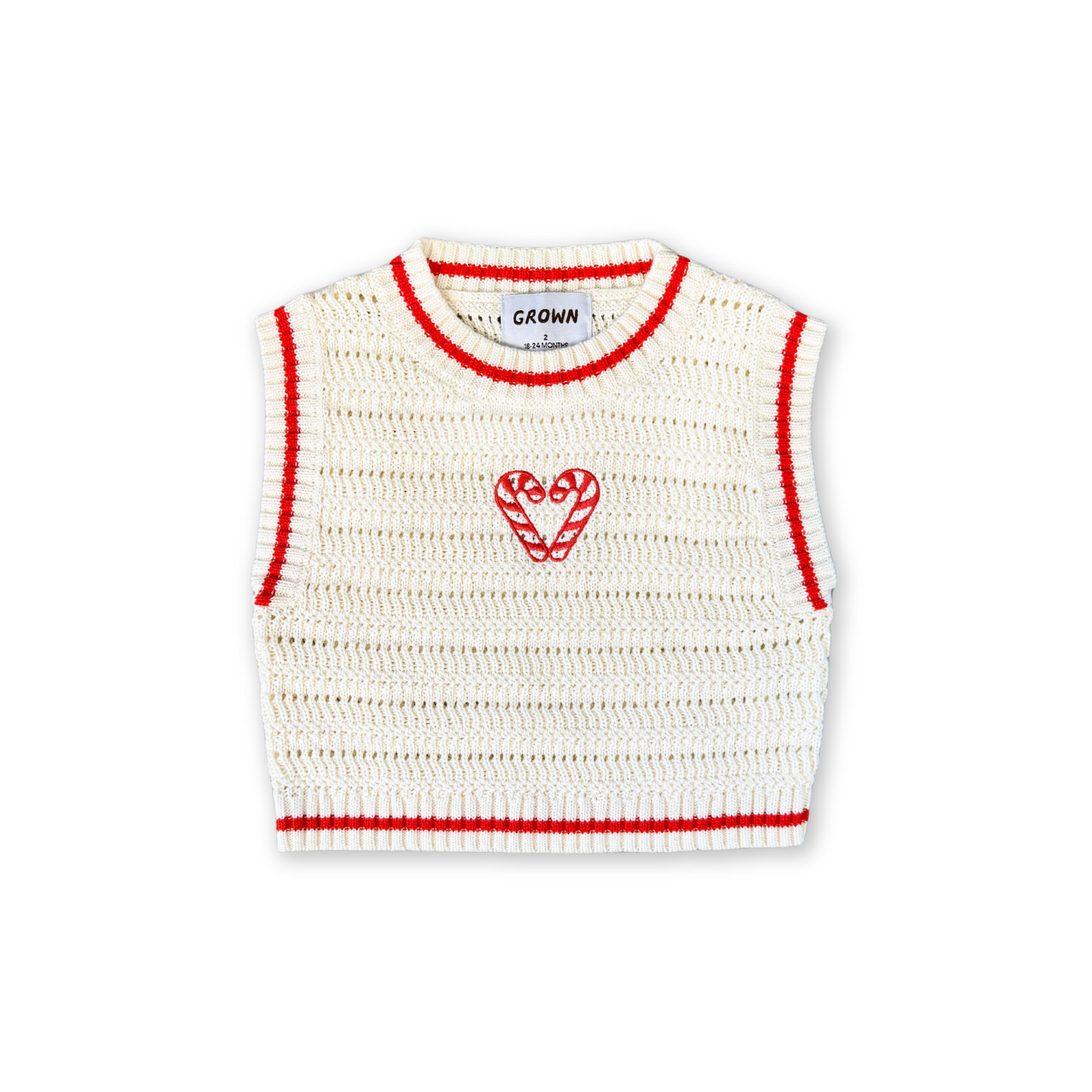 GROWN CANDY CANE HEART VEST: MILK