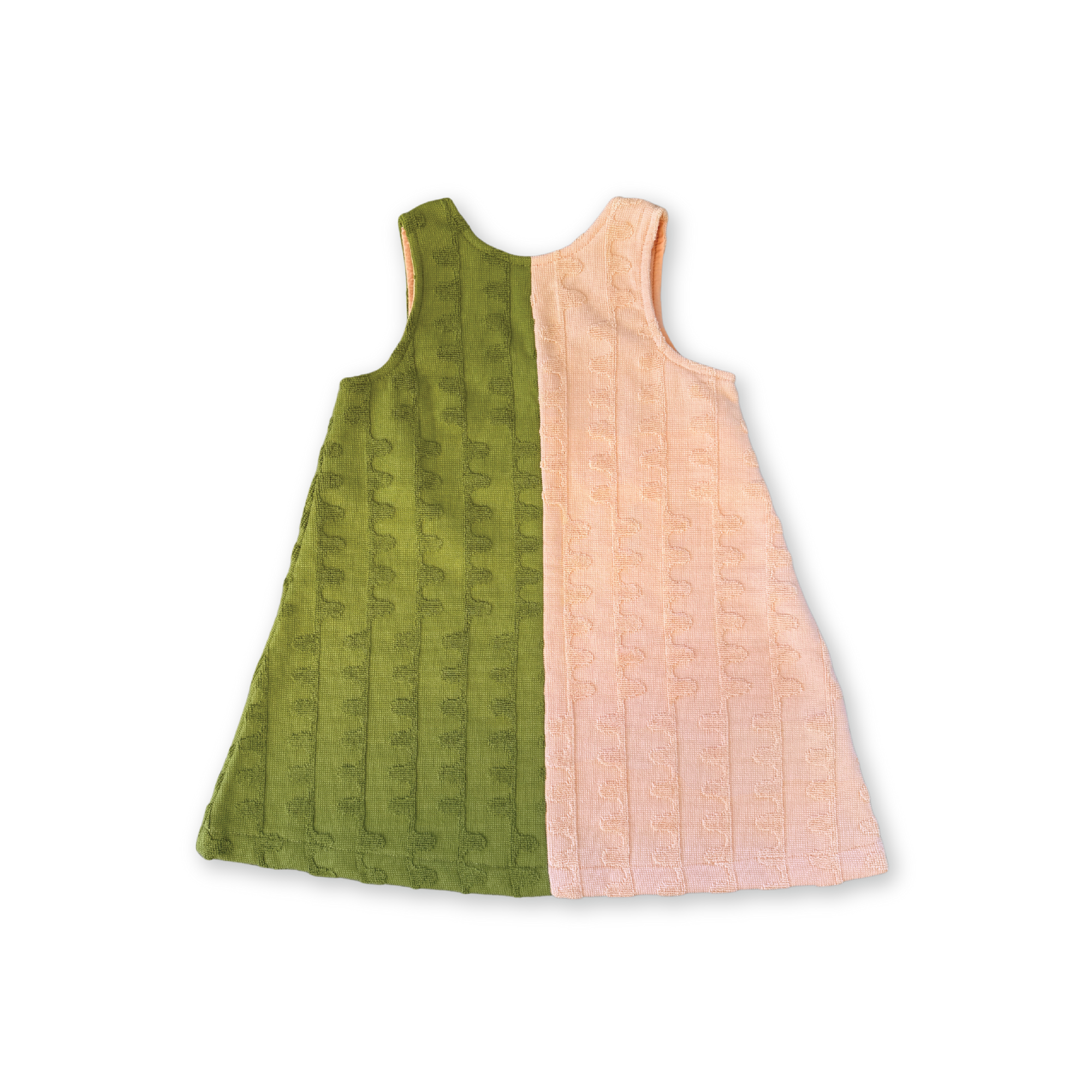 GROWN TERRY TOWELLING FLOW DRESS: LEAF/PEACY