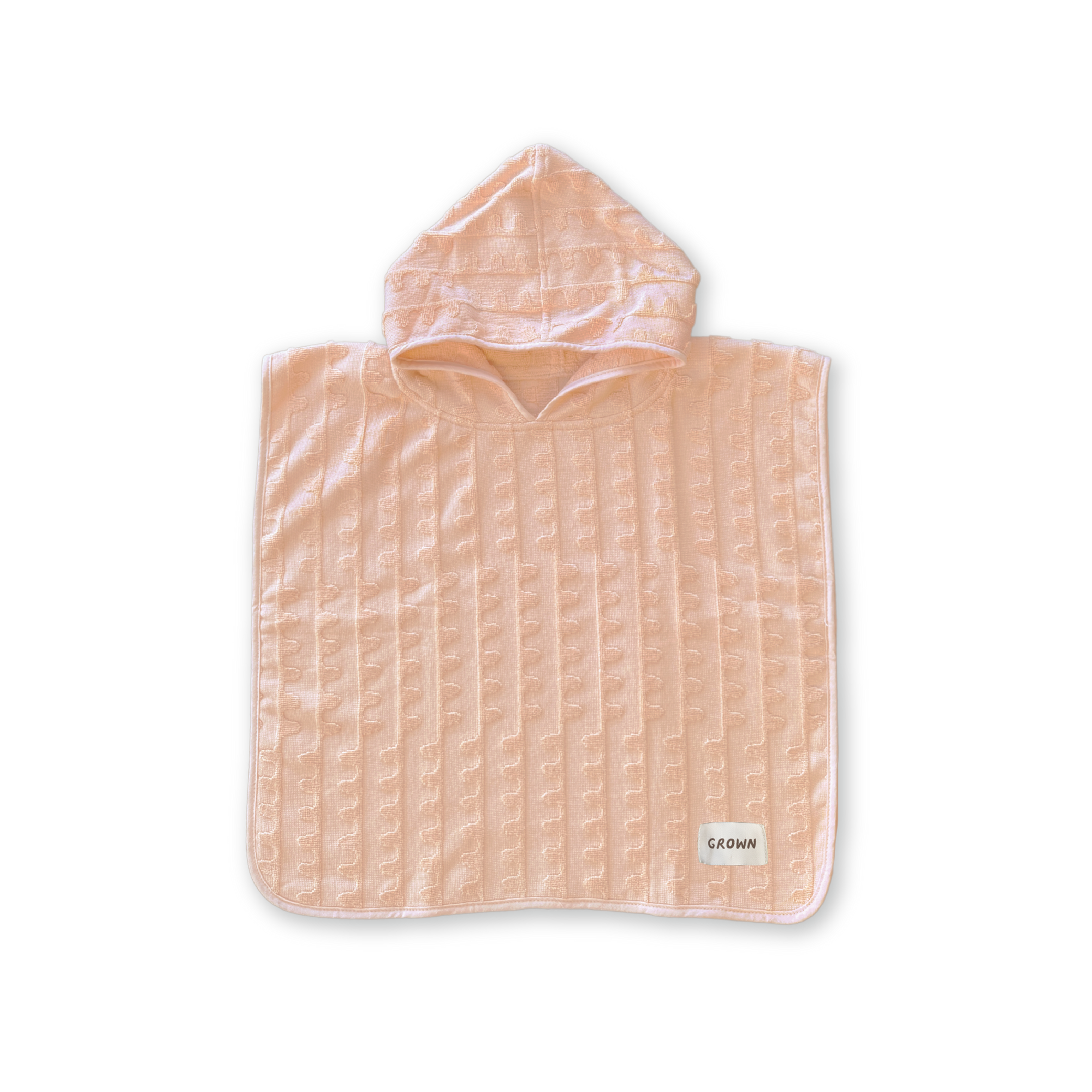 GROWN TERRY TOWELLING FLOW PONCHO: PEACHY
