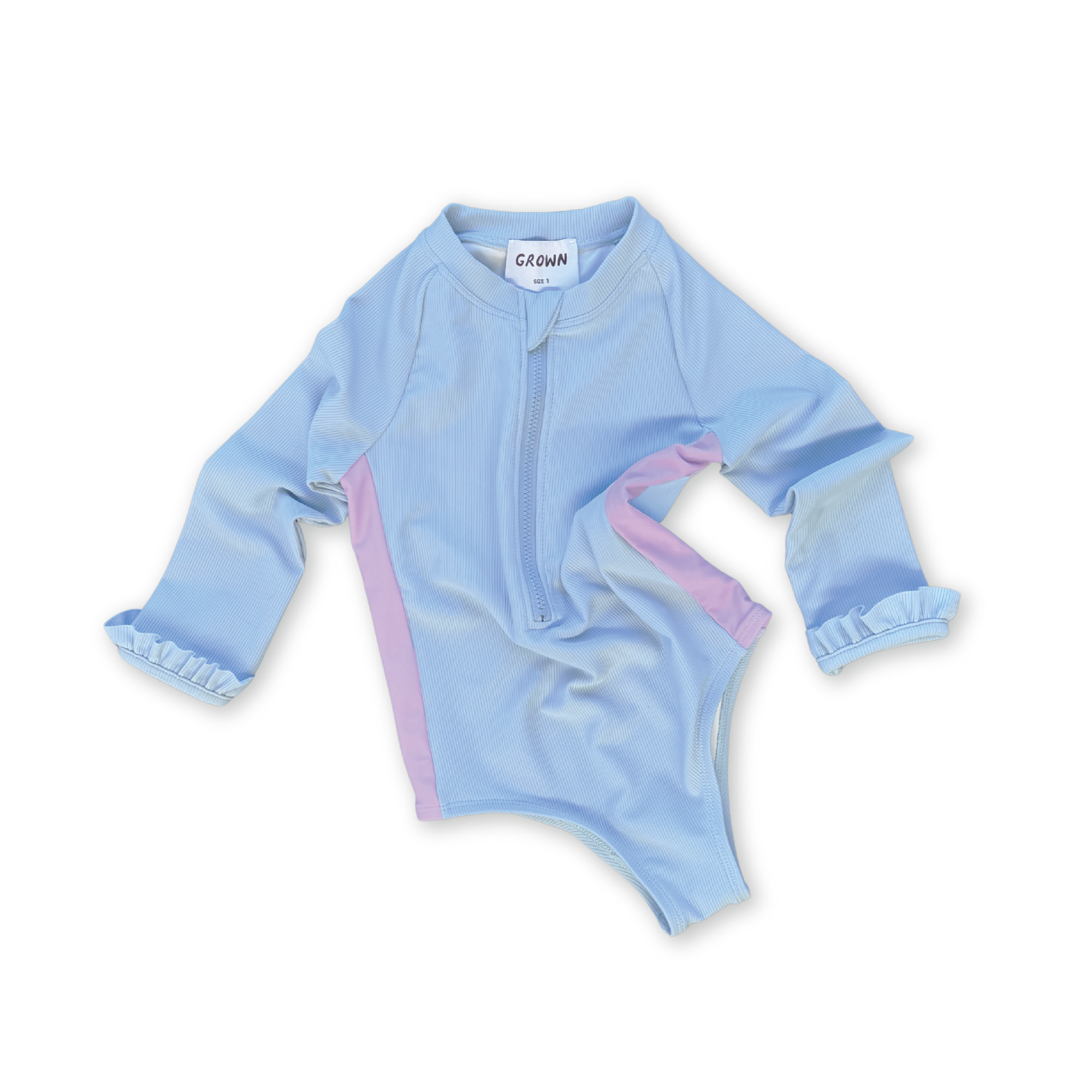GROWN ZIP LONG SLEEVE ONE PIECE: OCEAN