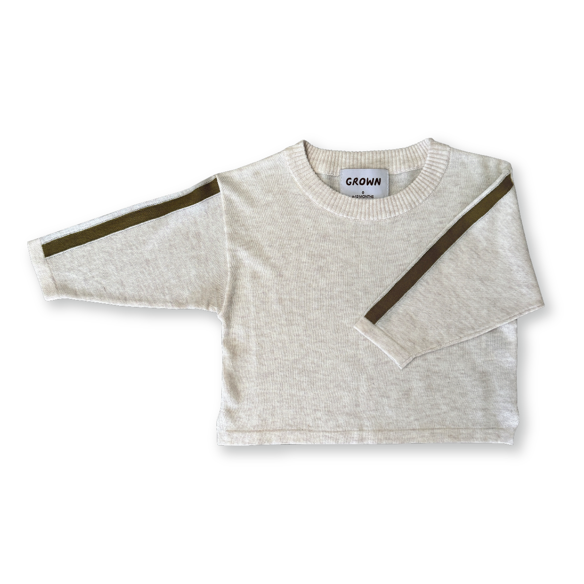 GROWN L/S STRIPE TEE: COCONUT