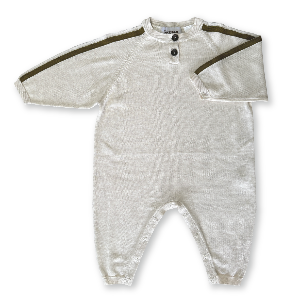 GROWN STRIPE SLEEVE STARSUIT: COCONUT