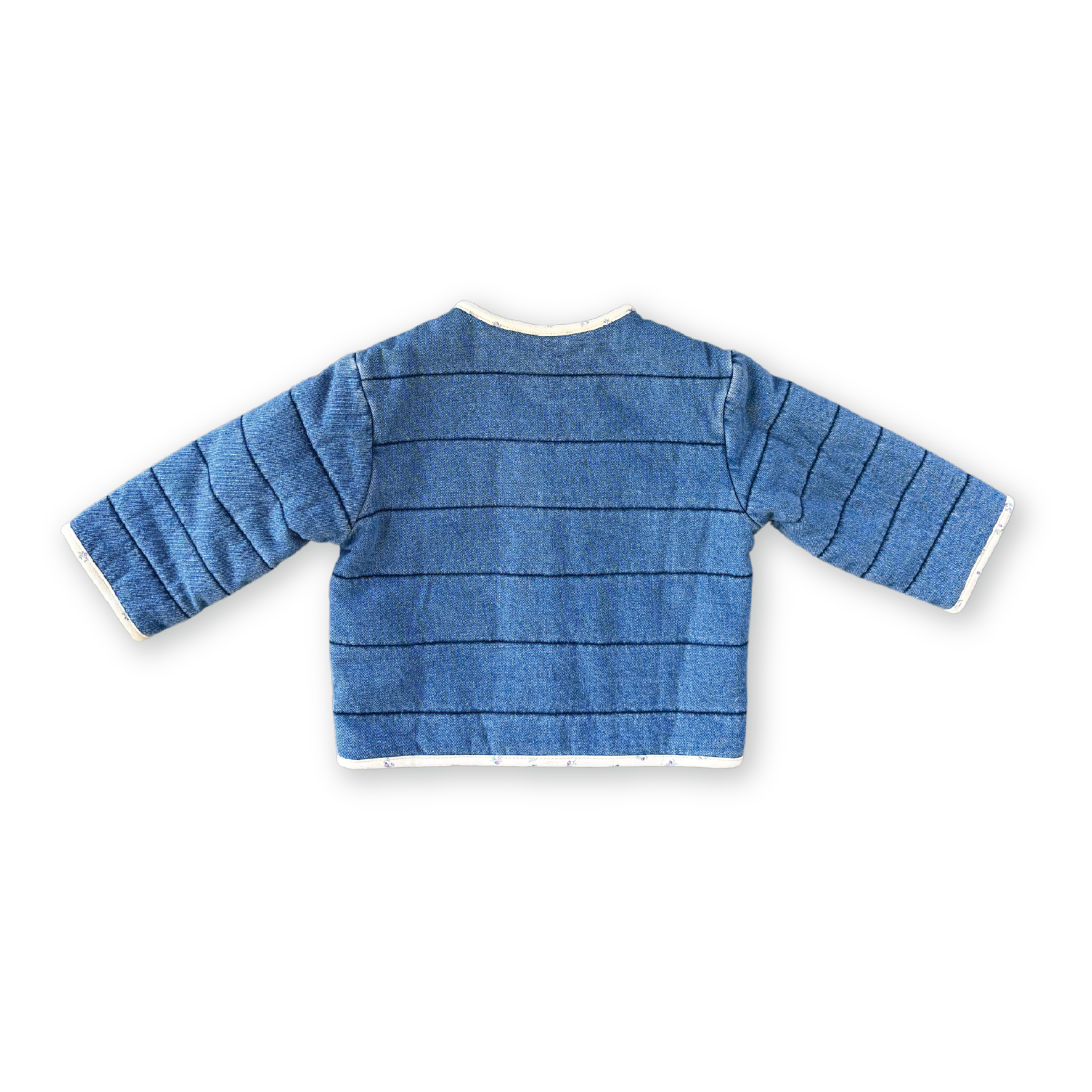 GROWN QUILTED REVERSIBLE JACKET: DENIM/GARDEN