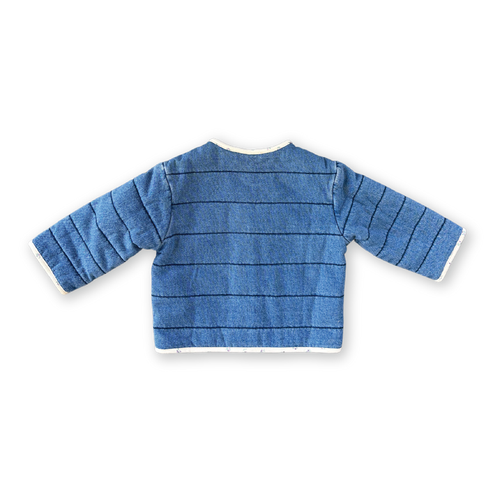 GROWN QUILTED REVERSIBLE JACKET: DENIM/GARDEN
