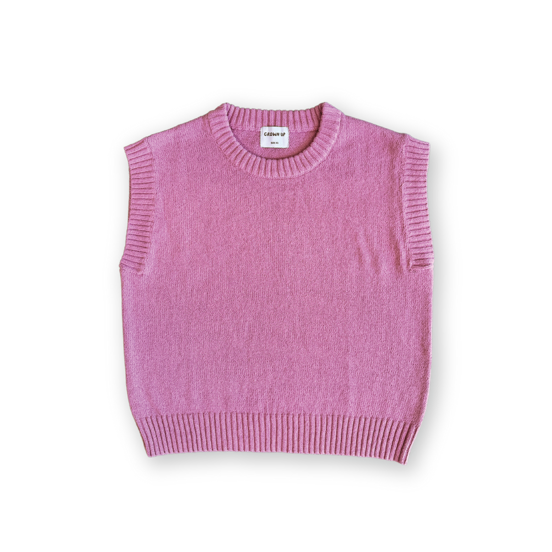 GROWN LADIES JERSEY KNIT VEST: RASPBERRY