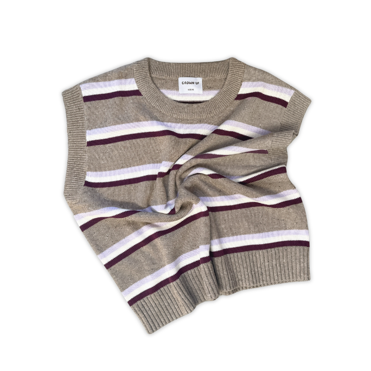 GROWN LADIES STRIPED KNIT VEST: OATMILK