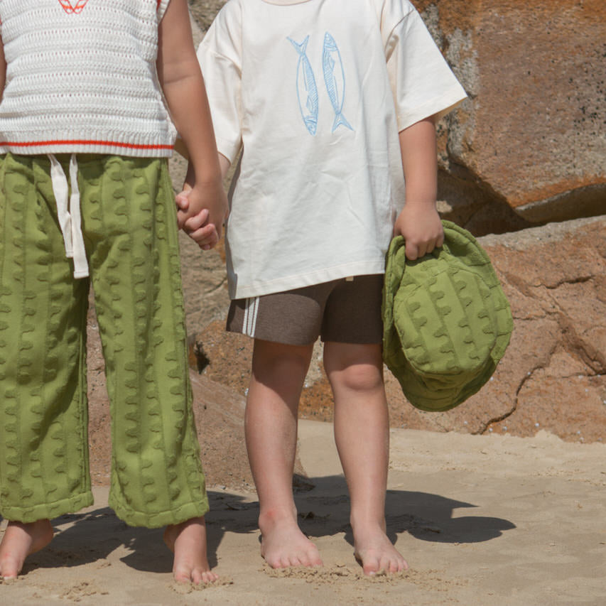 GROWN SARDINE EMBROIDERED TEE: MILK