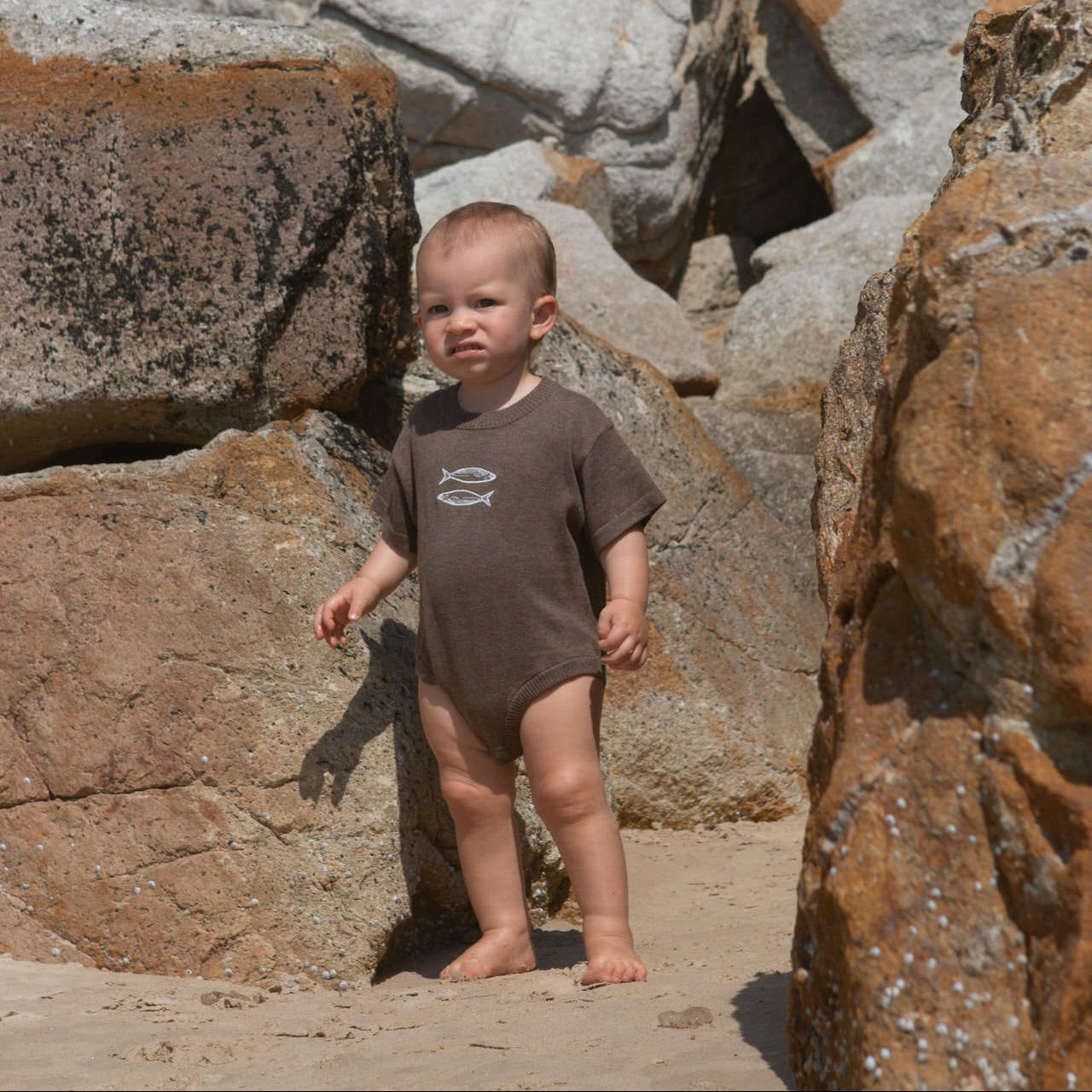 GROWN ORGANIC SARDINE OVERSIZED ROMPER: MUD
