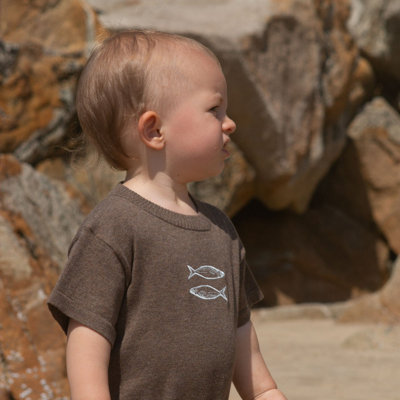 GROWN ORGANIC SARDINE OVERSIZED ROMPER: MUD