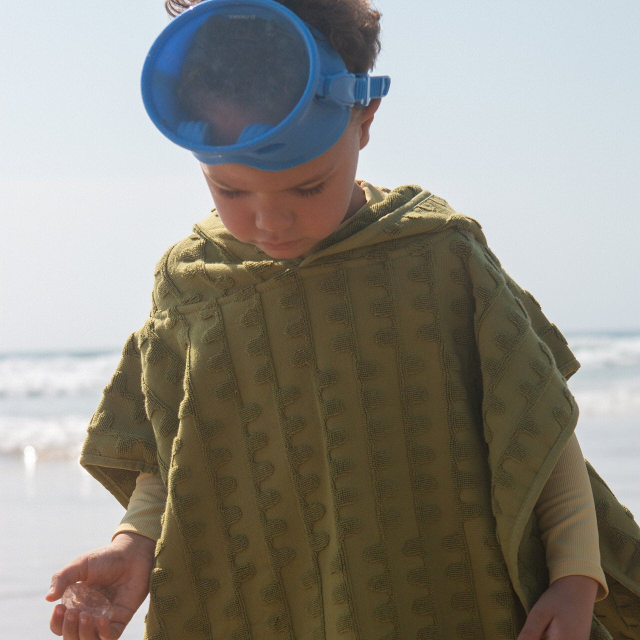 GROWN TERRY TOWELLING FLOW PONCHO: LEAF