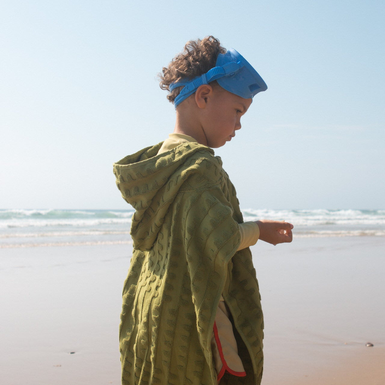 GROWN TERRY TOWELLING FLOW PONCHO: LEAF