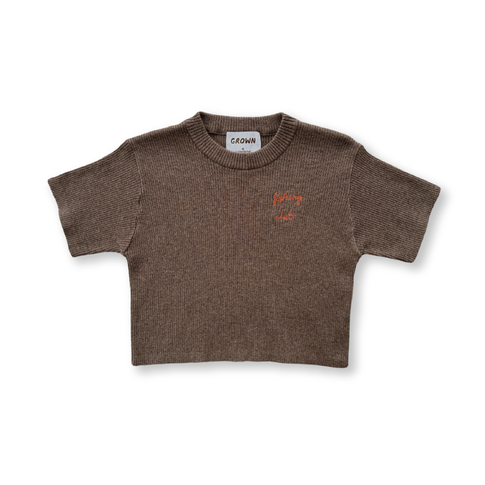 GROWN FISHING CLUB RIB TEE: MUD