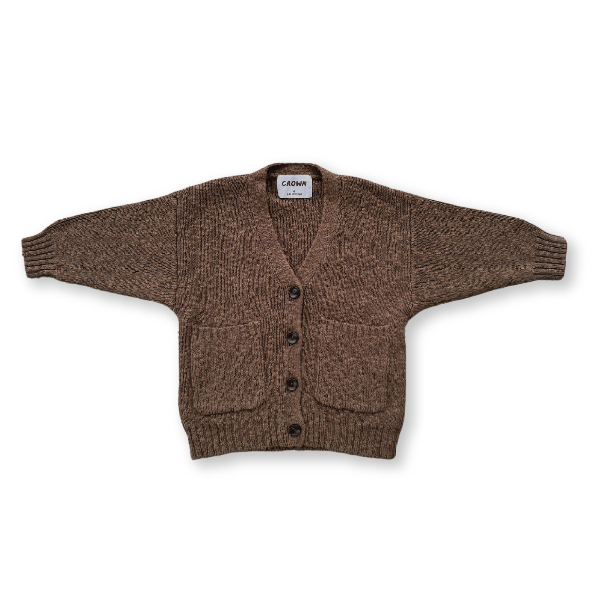 GROWN TEXTURED CARDIGAN: MUD