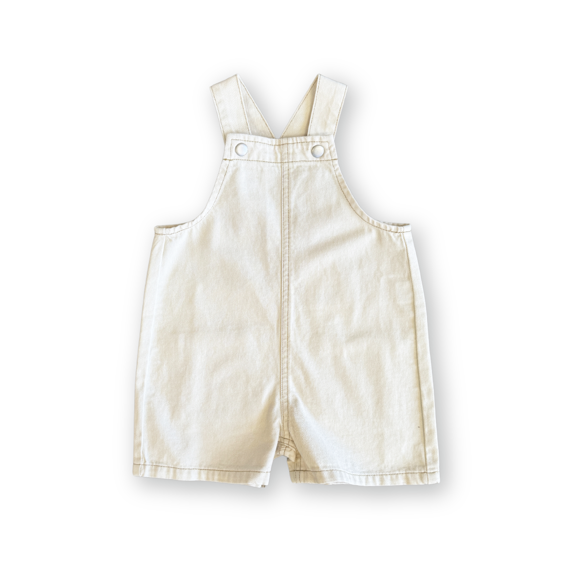 GROWN ORGANIC EVERYDAY TWILL SHORT OVERALLS: MILK