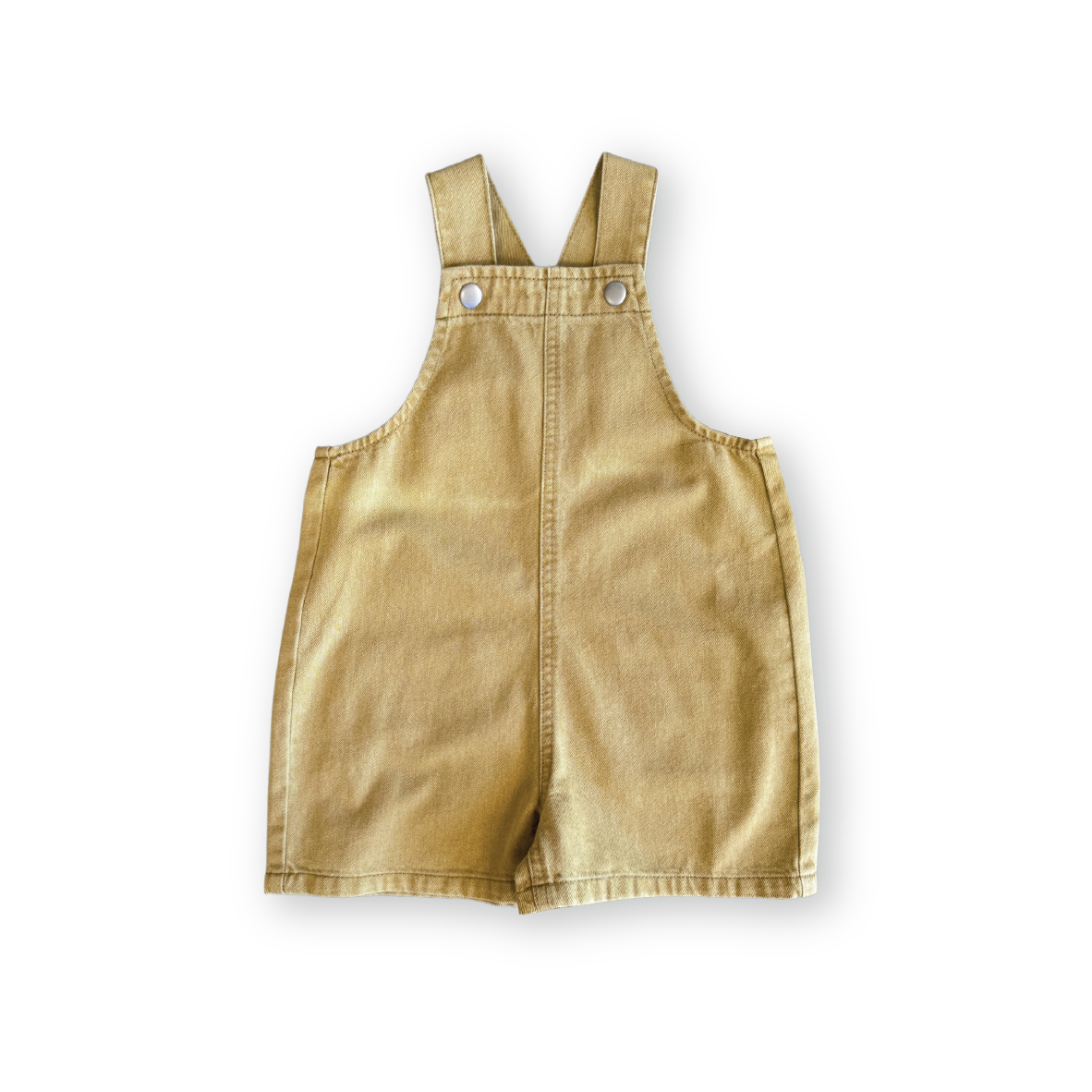 GROWN ORGANIC EVERYDAY TWILL SHORT OVERALLS: MUSTARD