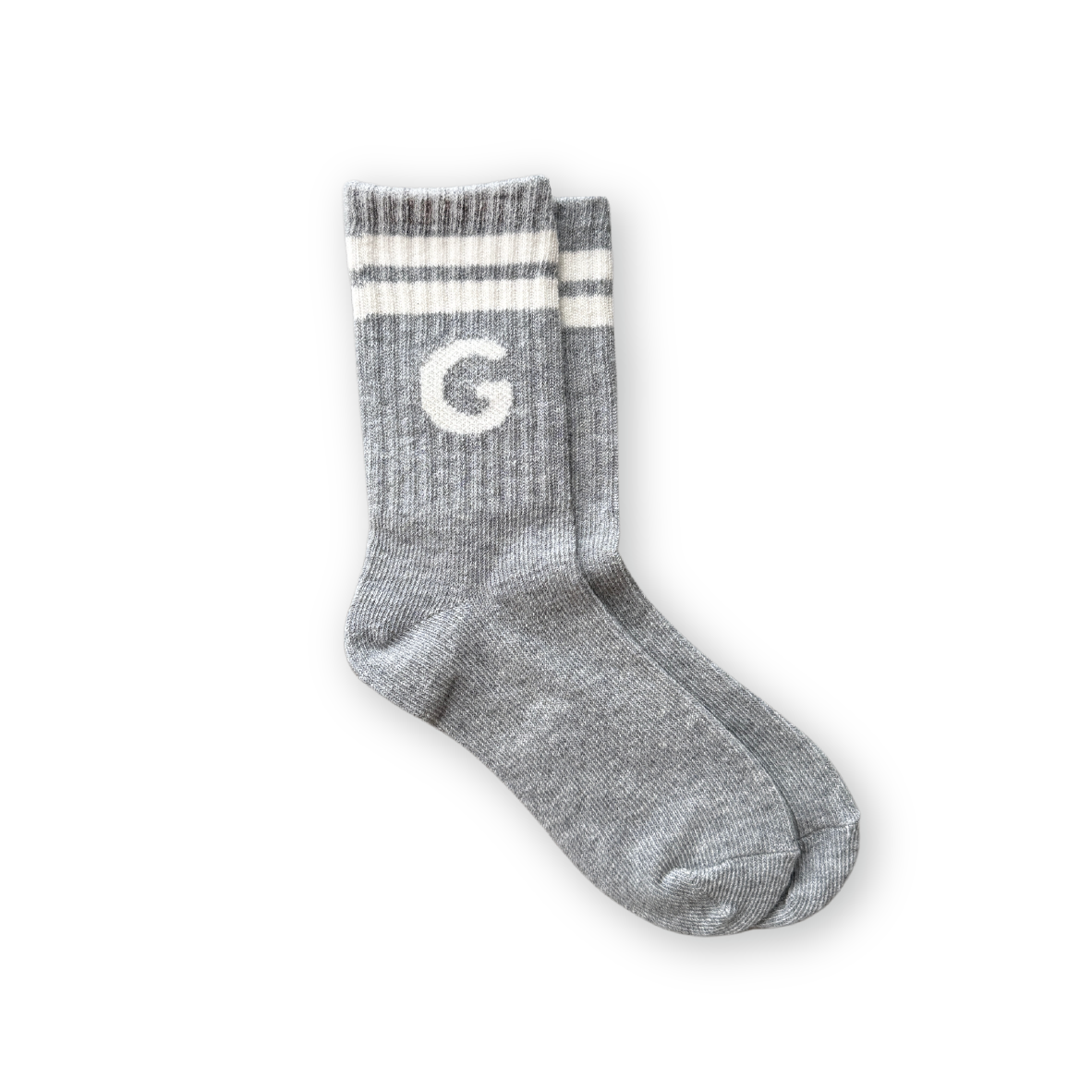 GROWN STRIPE LOGO SOCKS: GREY MARLE