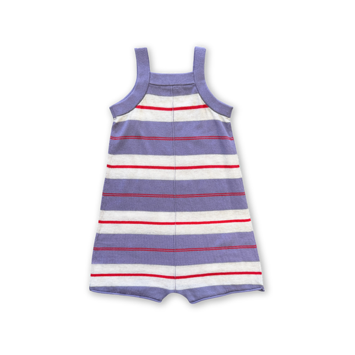 GROWN ORGANIC KNITTED CLUB STRIPE ROMPER, MAUVE
