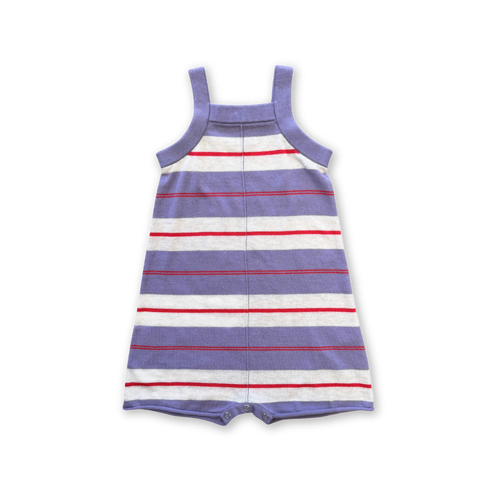 GROWN ORGANIC KNITTED CLUB STRIPE ROMPER, MAUVE
