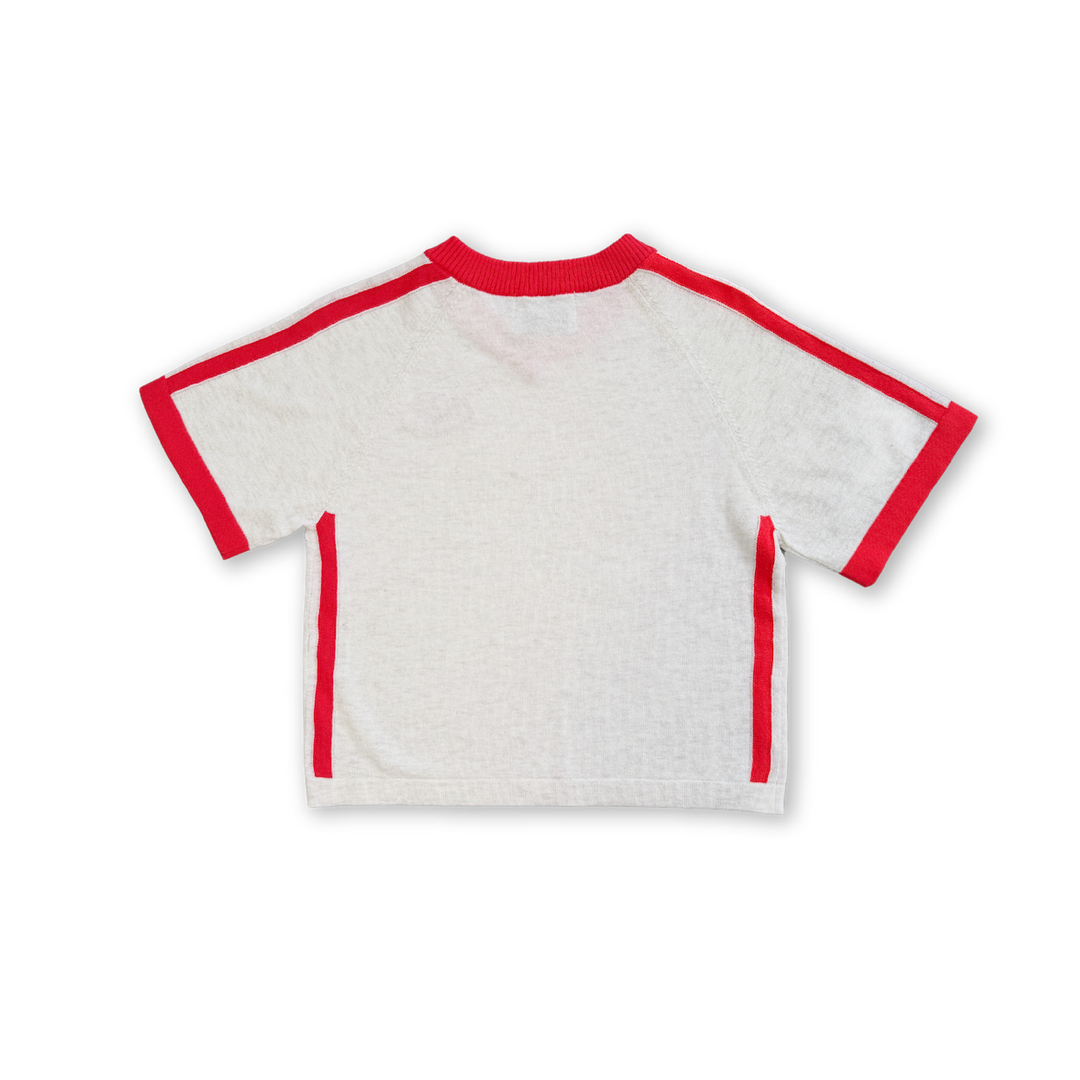 GROWN ORGANIC KNITTED CONTRAST TEE, FIESTA &amp; COCONUT