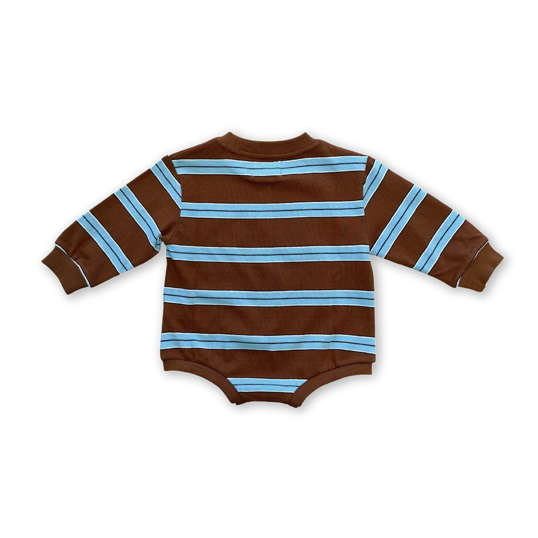 GROWN COTTON SPORTS STRIPE ROMPER, TEDDY