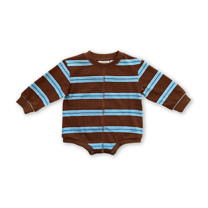 GROWN COTTON SPORTS STRIPE ROMPER, TEDDY