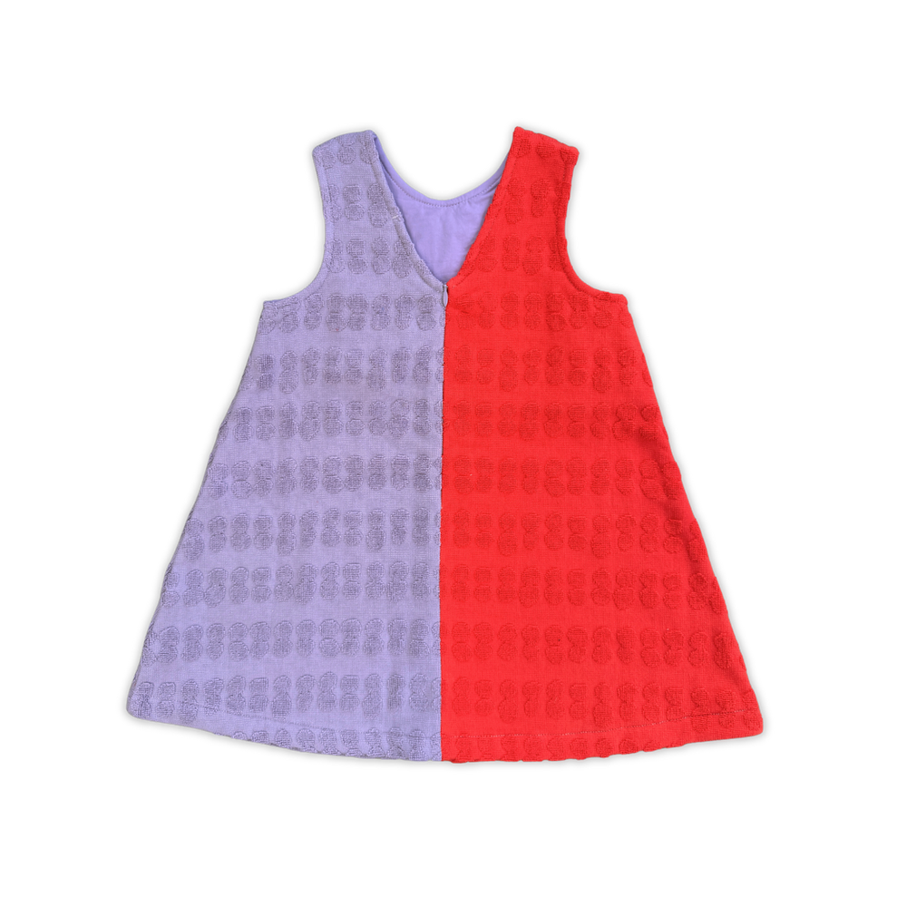 GROWN BUBBLE TERRY TOWELLING DRESS, FIESTA & MAUVE