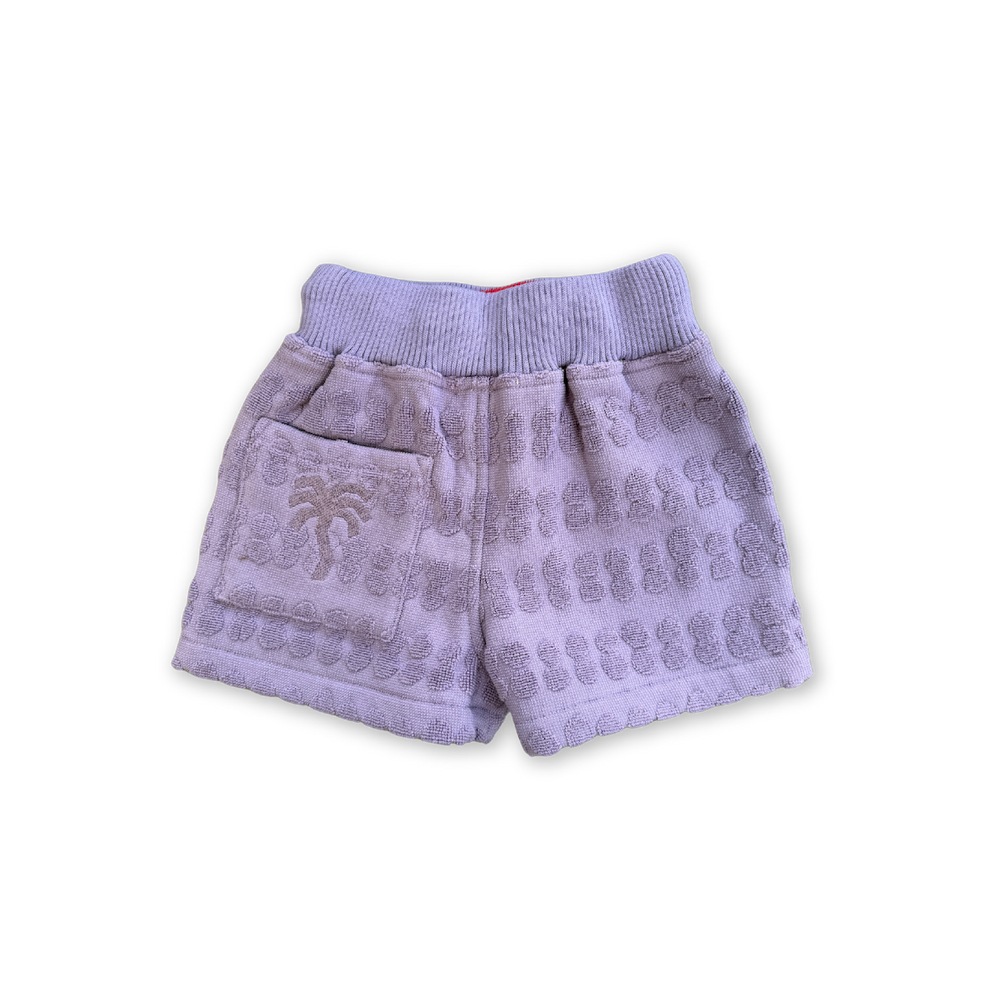 GROWN BUBBLE TERRY TOWELLING SHORTS, MAUVE