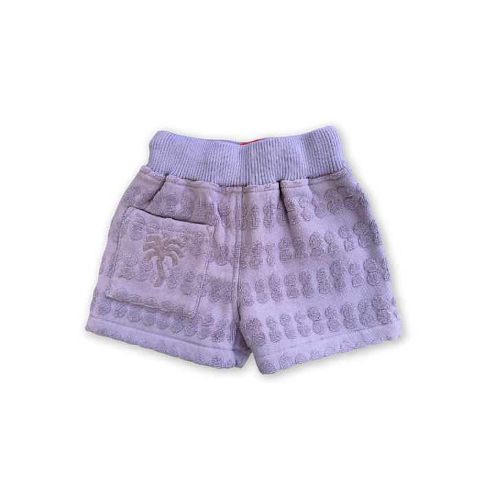 GROWN BUBBLE TERRY TOWELLING SHORTS, MAUVE