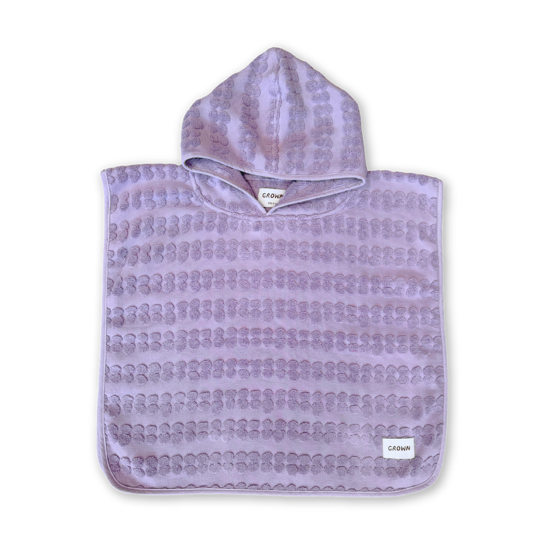 GROWN BUBBLE TERRY TOWELLING PONCHO, MAUVE
