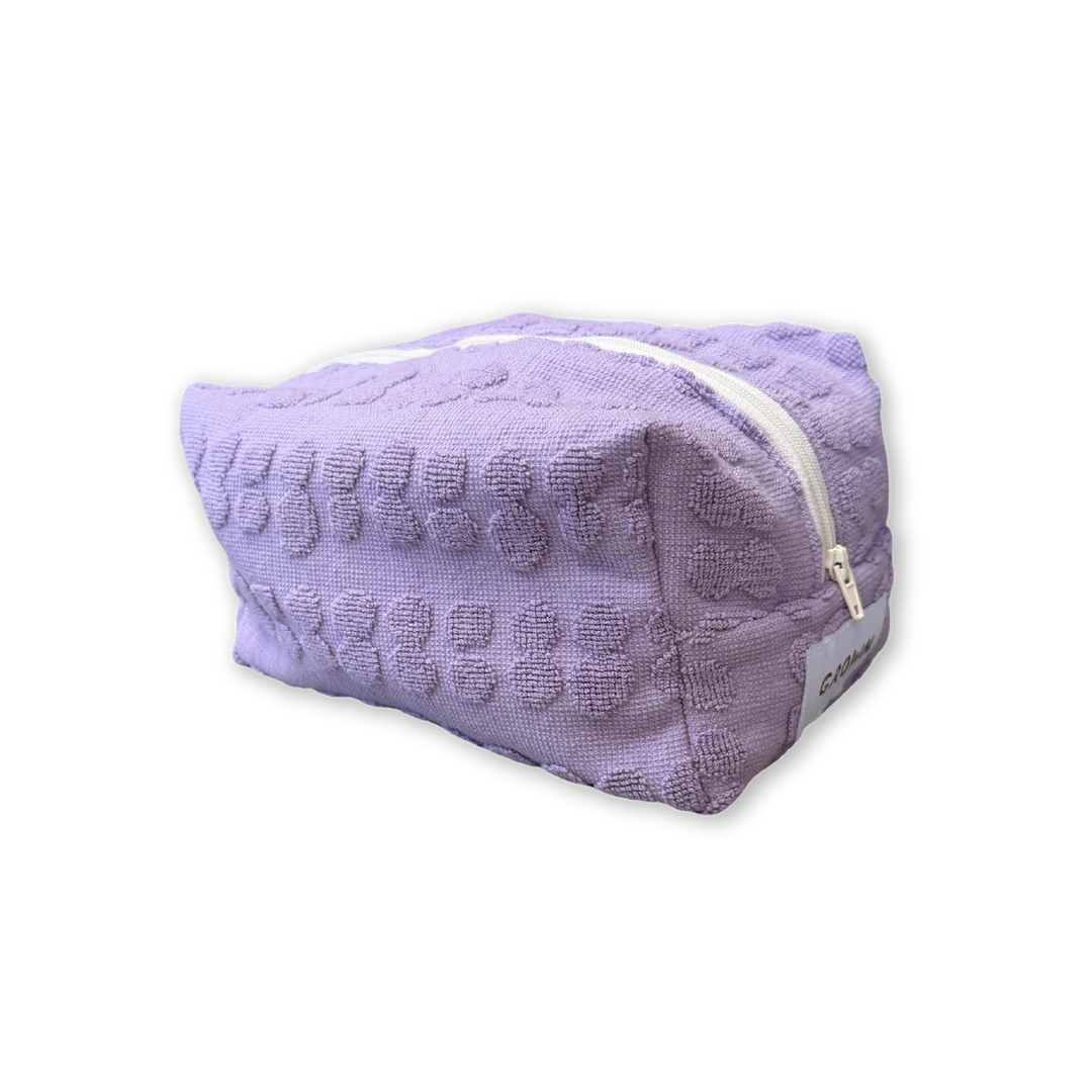 GROWN BUBBLE TERRY TOWELLING POUCH, MAUVE
