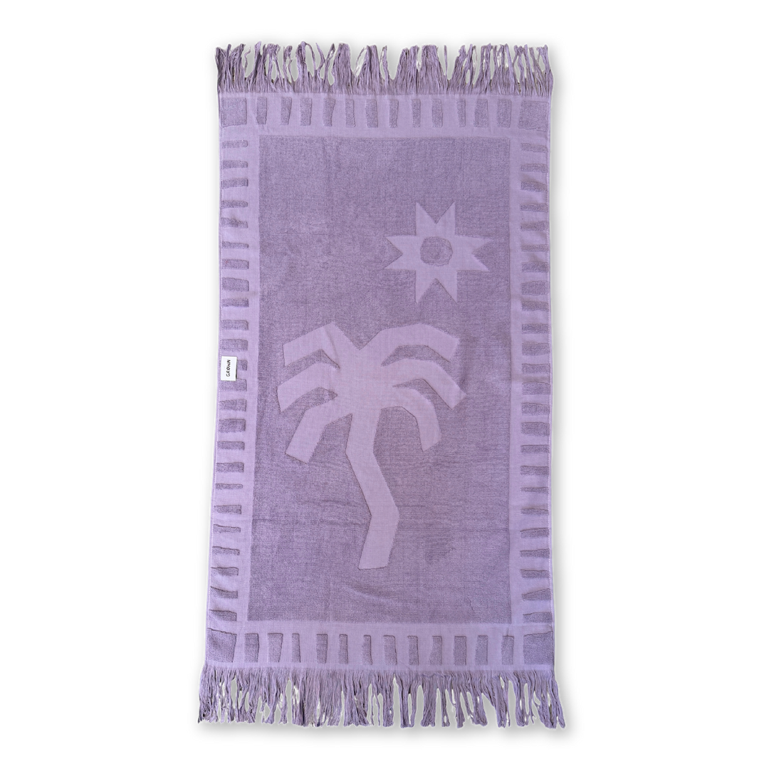 GROWN BUBBLE TERRY TOWELLING BEACH TOWEL, MAUVE