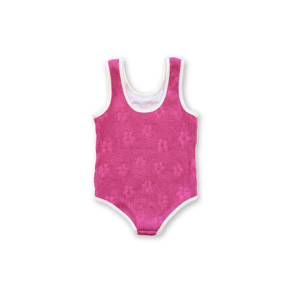 GROWN RIBBED POSY SWIM SUIT, BERRY