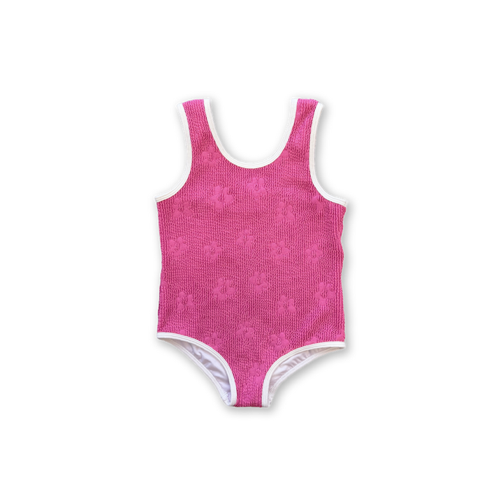GROWN RIBBED POSY SWIM SUIT, BERRY