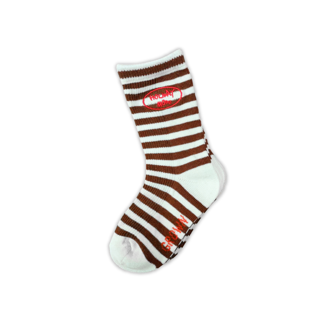 GROWN HOLIDAY MODE STRIPE SOCKS, ESPRESSO