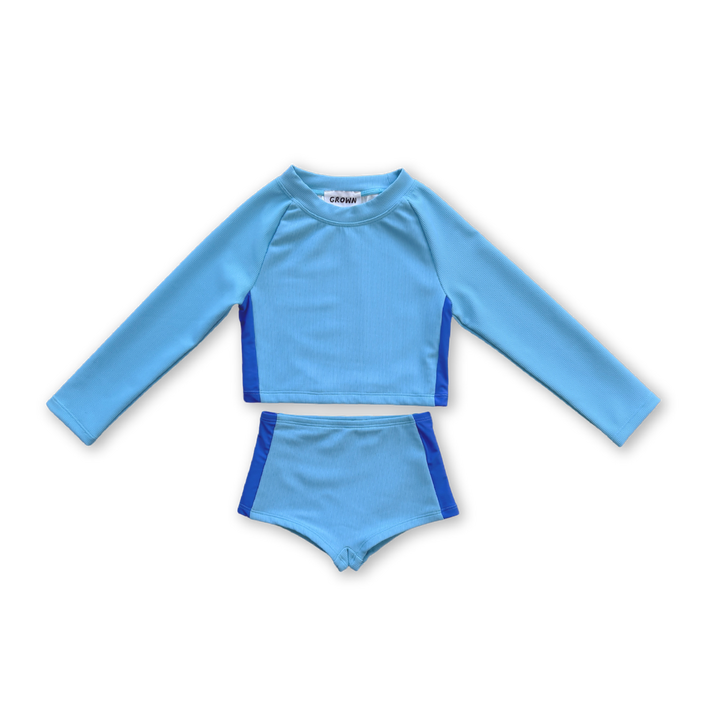 GROWN 2-PIECE LS SWIM SUIT, WAVES