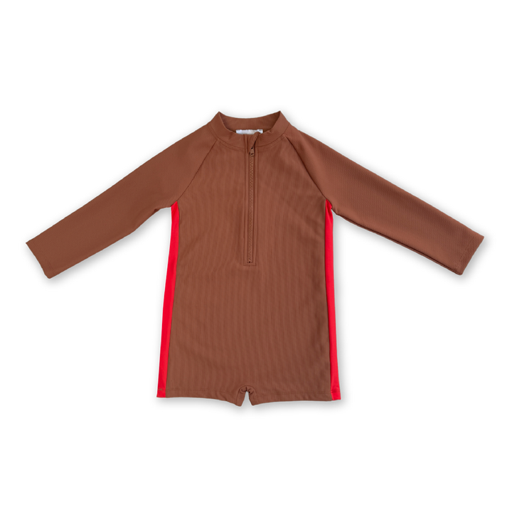 GROWN ZIP LS SWIM SUIT, TEDDY