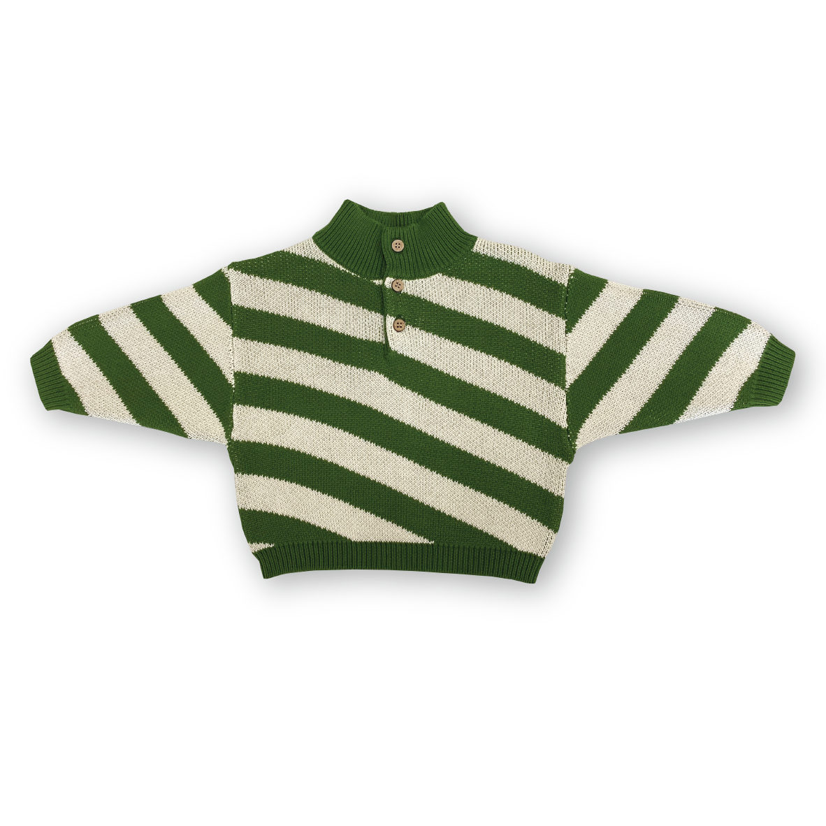 GROWN BUTTON UP DIAGONAL STRIPE PULL OVER: VERDE