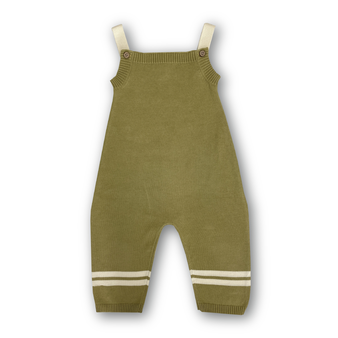 GROWN KNITTED STRIPE OVERALLS: SAGE