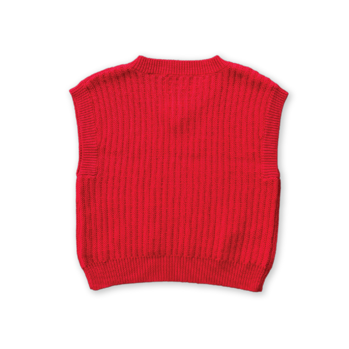 GROWN CHUNKY RIB V-NECK VEST: FLAME