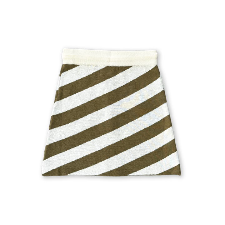 GROWN DIAGONAL STRIPE KNIT SKIRT: COFFEE