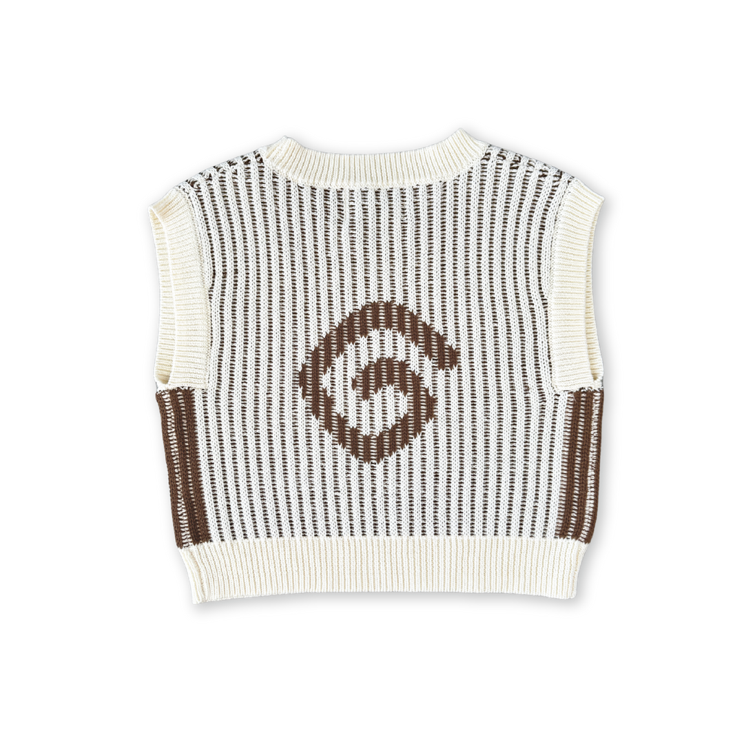 GROWN ORGANIC SWIRL KNIT VEST: MILK