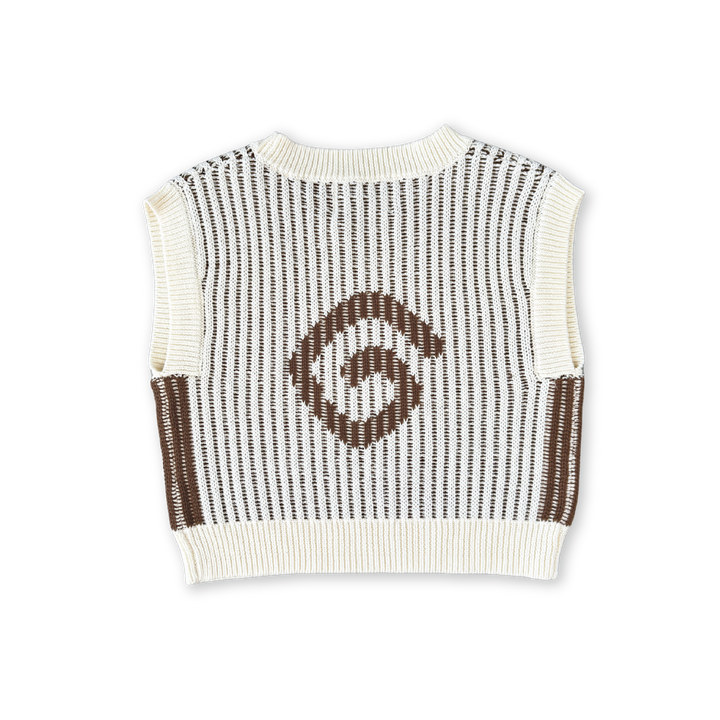 GROWN ORGANIC SWIRL KNIT VEST: MILK